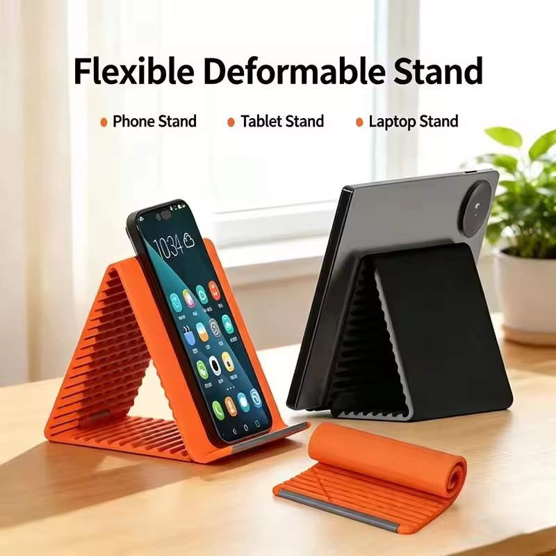 Laptop Accessories For Office - ขาตั้งโทรศัพท์แบบพกพาซิลิโคนสำหรับวางบนโต๊ะ แท็บเล็ต แล็ปท็อป ดีไซน์สร้างสรรค์ ยืดหยุ่น พับได้