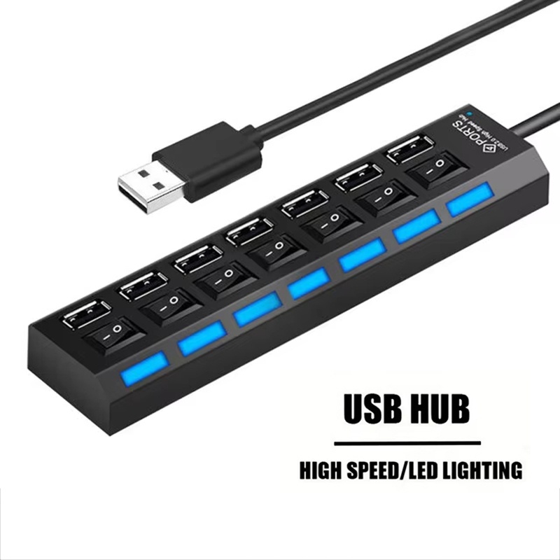 Laptop Accessories For Office - 7 พอร์ตยูเอสบี 2.0 ฮับสปลิตเตอร์สำหรับแล็ปท็อปคอมพิวเตอร์อุปกรณ์เสริมหลายพอร์ตการถ่ายโอนข้อมูลความเร็วสูงสำนักงานโฮมเวิร์คสเตชั่นอุปกรณ์