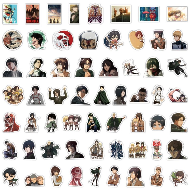 Laptop Accessories Toy - 60 ชิ้นสติกเกอร์อนิเมะ Attack on Titan น่ารักสวยงาม