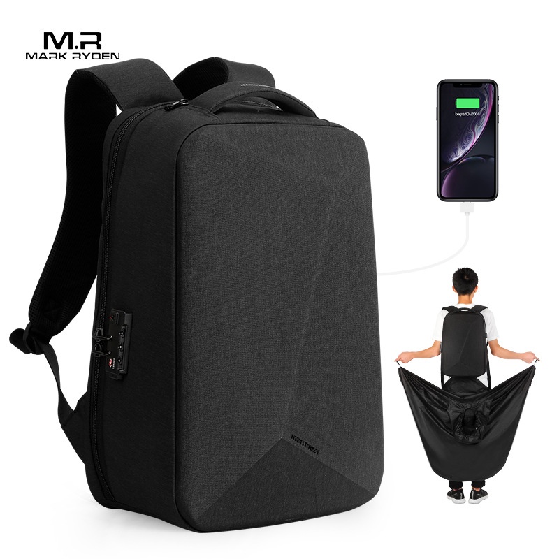Laptop Bag Waterproof - มาร์ค ไรเดนกระเป๋าเป้สะพายหลังผู้ชายธุรกิจอเนกประสงค์ป้องกันการโจรกรรมกระเป๋าเป้สะพายหลังแล็ปท็อปกันน้ำฮาร์ดเชลล์กระเป๋าชาร์จ USB
