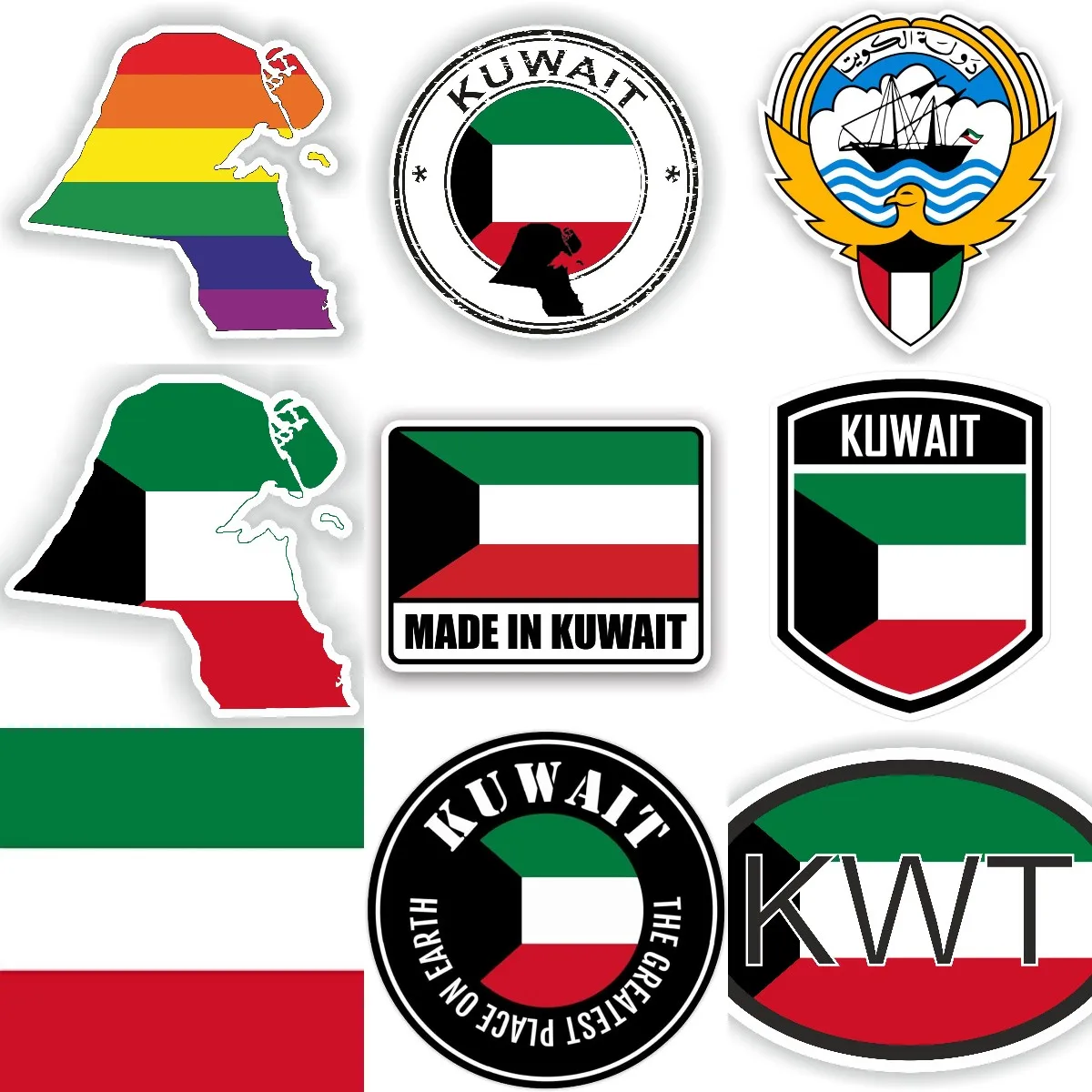 Laptop Accessories Kuwait - KWT คูเวตต์ธงแผนที่สัญลักษณ์แห่งชาติ Creative PVC สติกเกอร์สําหรับรถจักรยานยนต์แล็ปท็อปรถกันชนจักรยาน Van