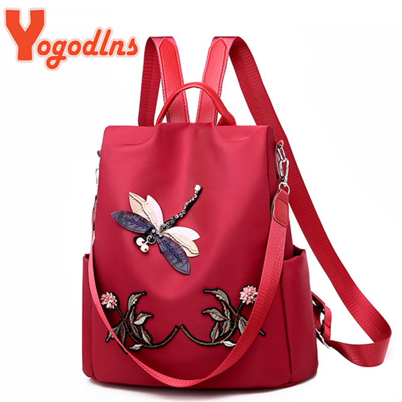 Laptop Bag Waterproof - Yogodlns กระเป๋าเป้สะพายหลังกันน้ำสำหรับผู้หญิงปักลายแฟชั่น, กระเป๋าเดินทางผ้าอ๊อกซ์ฟอร์ดจุของได้มากกระเป๋าใส่แล็ปท็อปอเนกประสงค์